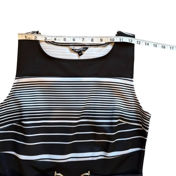 George black and white stripe sheath dress, Belt with Buckle - Picture 3 of 9